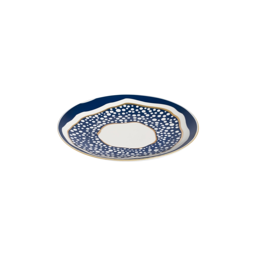 Servizio di piatti 24 pezzi in porcellana, bianco/blu/oro
