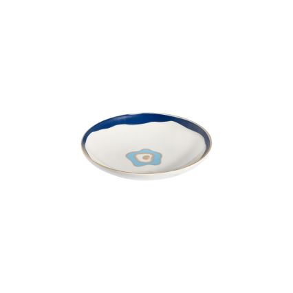Servizio di piatti 24 pezzi in porcellana, bianco/blu/oro