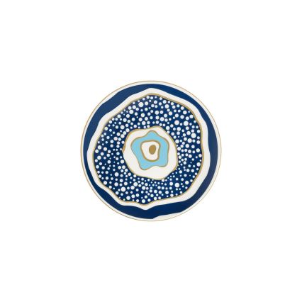Servizio di piatti 24 pezzi in porcellana, bianco/blu/oro