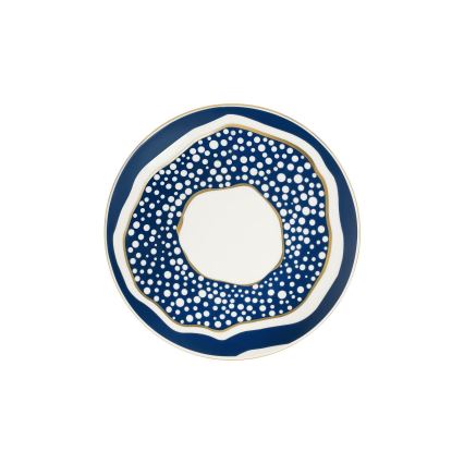 Servizio di piatti 24 pezzi in porcellana, bianco/blu/oro