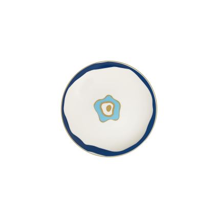 Servizio di piatti 24 pezzi in porcellana, bianco/blu/oro