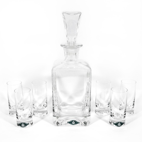 Set 1x bottiglia di vetro, 1x tappo di vetro e 6x bicchieri per bicchieri chiari