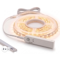 SET 1x striscia LED con sensore di movimento FLEX LED/3,6W/4xAA, 2 m + 2x profilo da incasso da 1 m, argento/bianco