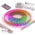 SET 1x striscia LED RGBW dimmerabile DIGITALE LED/16,5W/230V 5 m + 5x profili da incasso da 1 m argento/bianco + telecomando