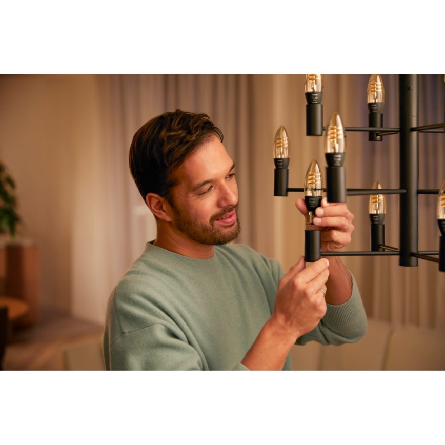 SET 2 lampadine LED dimmerabili Philips Hue WHITE AMBIANCE E14/4,6W/230V