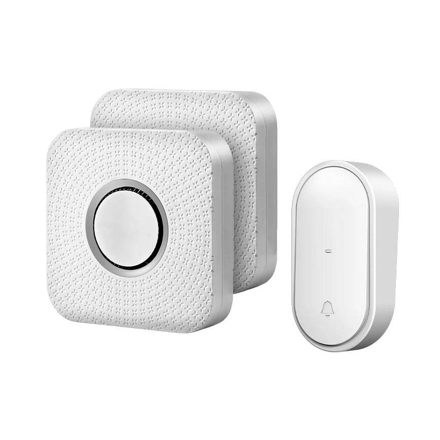 Set 2x campanello senza fili da presa, a energia cinetica, 230V, bianco
