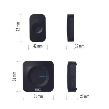SET 2x Campanello wireless a batteria 3xAAA + 1xA23 IP56