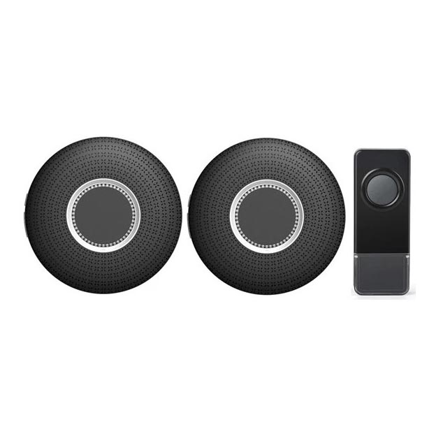 SET 2x Campanello wireless con spina integrata 230V 1xA23 IP55 nero