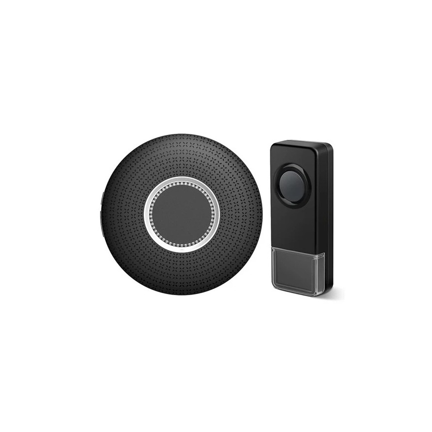 SET 2x Campanello wireless con spina integrata 230V 1xA23 IP55 nero