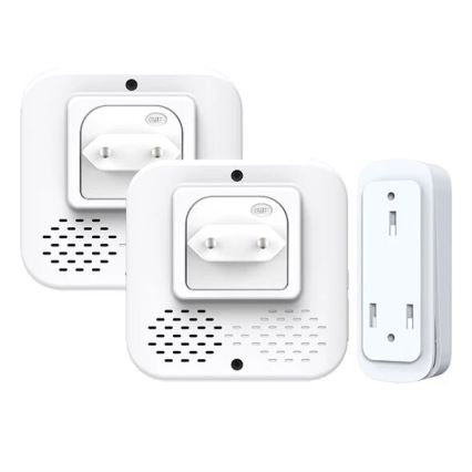 SET 2x Campanello wireless con spina integrata cinetico 230V bianco