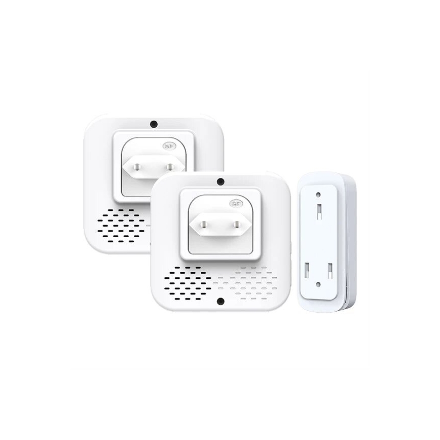 SET 2x Campanello wireless con spina integrata cinetico 230V bianco
