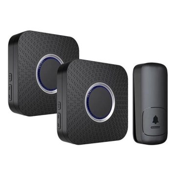 SET 2x Campanello wireless con spina integrata cinetico 230V nero