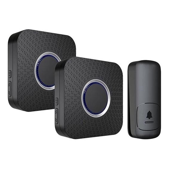 SET 2x Campanello wireless con spina integrata cinetico 230V nero