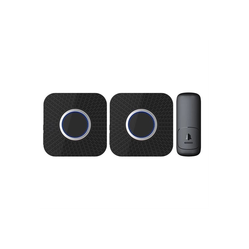 SET 2x Campanello wireless con spina integrata cinetico 230V nero