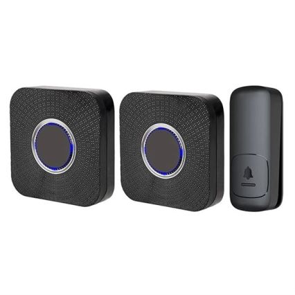 SET 2x Campanello wireless con spina integrata cinetico 230V nero