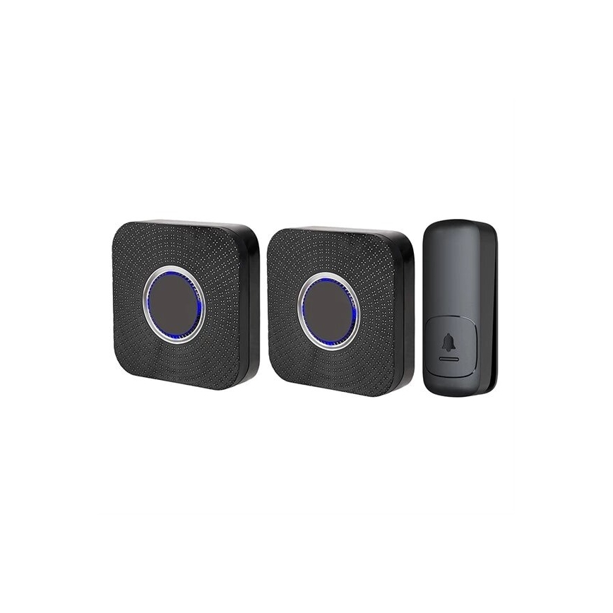 SET 2x Campanello wireless con spina integrata cinetico 230V nero
