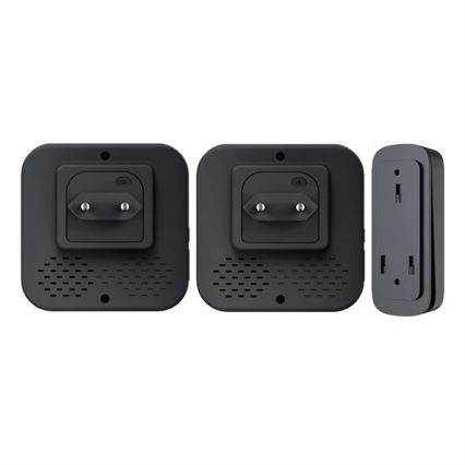 SET 2x Campanello wireless con spina integrata cinetico 230V nero
