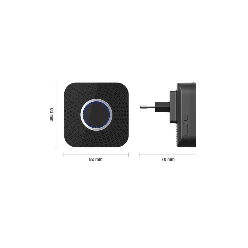 SET 2x Campanello wireless con spina integrata cinetico 230V nero