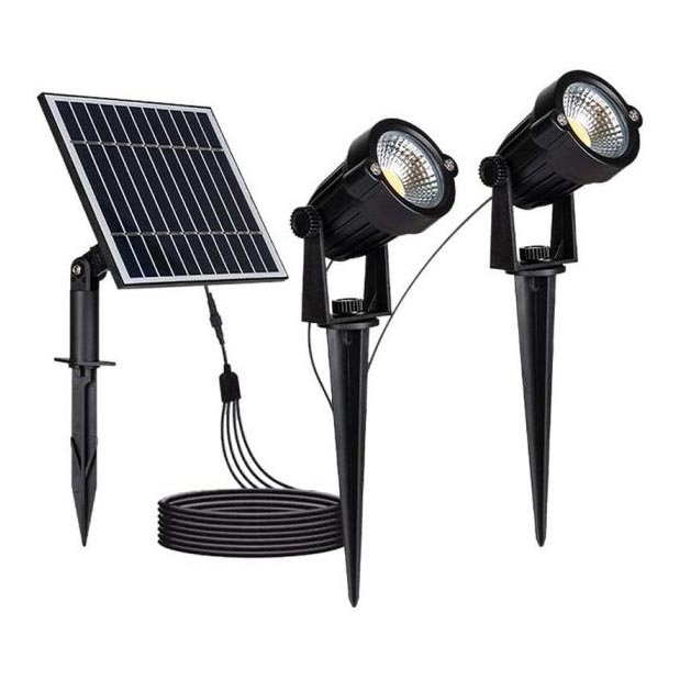 SET 2x Lampada solare LED da esterno 2xLED/1,2W/3,7V IP65 3000K 4000 mAh