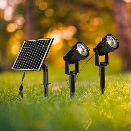 SET 2x Lampada solare LED da esterno 2xLED/1,2W/3,7V IP65 3000K 4000 mAh