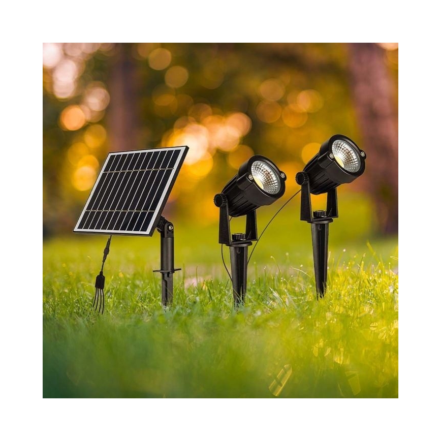 SET 2x Lampada solare LED da esterno 2xLED/1,2W/3,7V IP65 3000K 4000 mAh