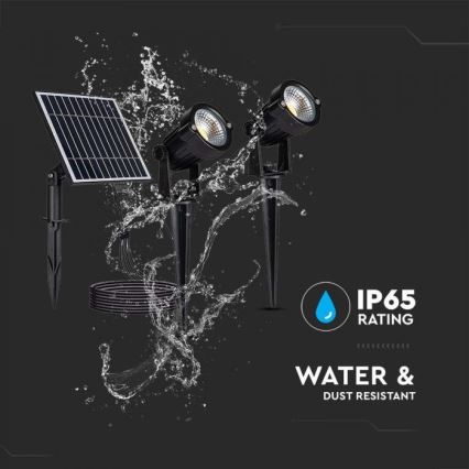 SET 2x Lampada solare LED da esterno 2xLED/1,2W/3,7V IP65 3000K 4000 mAh