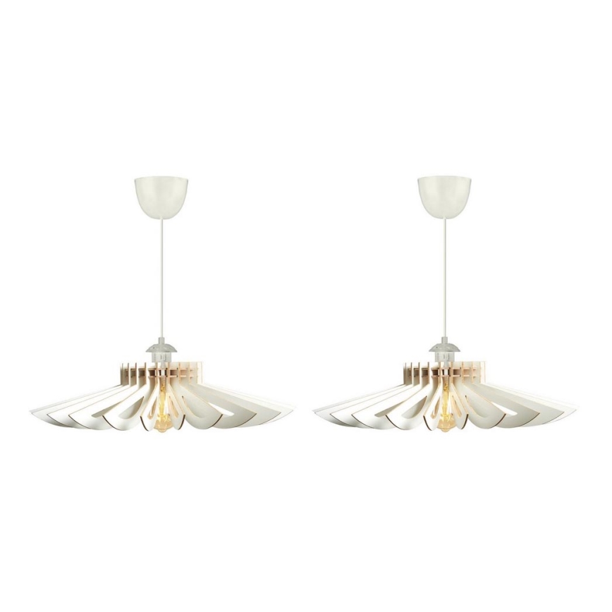 SET 2x Lampadario a sospensione con filo 1xE27/60W/230V bianco diametro 52 cm