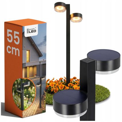 Set 2x lampade solari a LED 2xLED/1W/3,7V 1200 mAh 55 cm IP65 nere