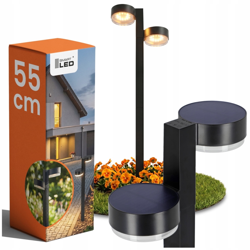 Set 2x lampade solari a LED 2xLED/1W/3,7V 1200 mAh 55 cm IP65 nere