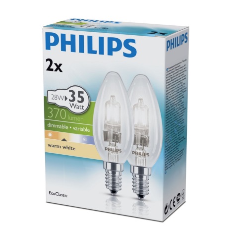 SET 2x Lampadina alogena dimmerabile E14/28W/230V - Philips