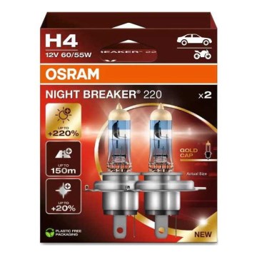 SET 2x Lampadina Auto NIGHT BREAKER H4 P43t/60/55W/12V - Osram
