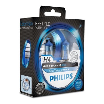 SET 2x Lampadina Auto Philips COLOR VISION 12342CVPBS2 H4 P43t-38/55W/12V