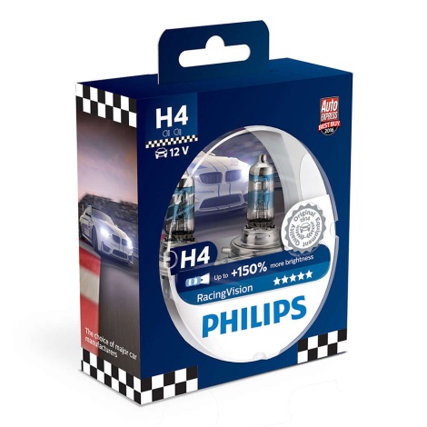 SET 2x Lampadina automobili Philips RACINGVISION 12342RVS2 H4 P43t-38/55W/12V