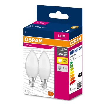 SET 2x Lampadina LED B38 E14/7,5W/230V 3000K - Osram