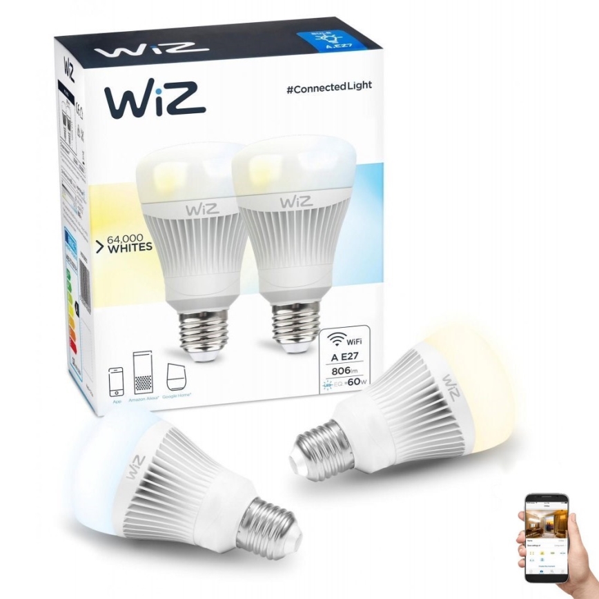 SET 2x Lampadina LED Dimmerabile E27/11,5W/230V 2700-6500K Wi-Fi - WiZ