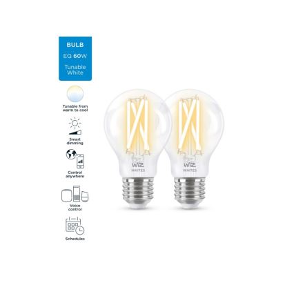SET 2x Lampadina LED Dimmerabile FILAMENTO VINTAGE A60 E27/6,7W/230V 2700-6500K CRI 90 Wi-Fi - WiZ