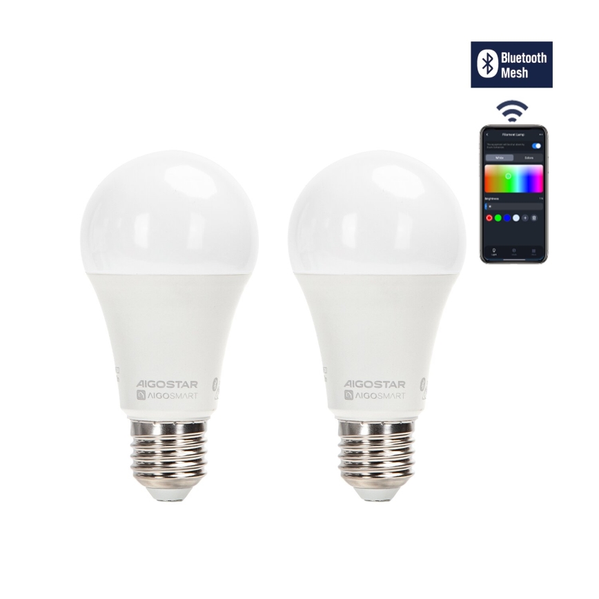 SET 2x Lampadina LED RGBW dimmerabile MESH Smart G45 E14/4,5W/230V 2700-6500K + telecomando - Aigostar