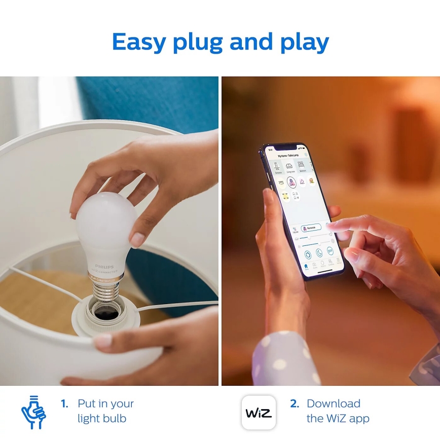 SET 2x Lampadina LED dimmerabile Philips A60 E27/8W/230V Wi-Fi