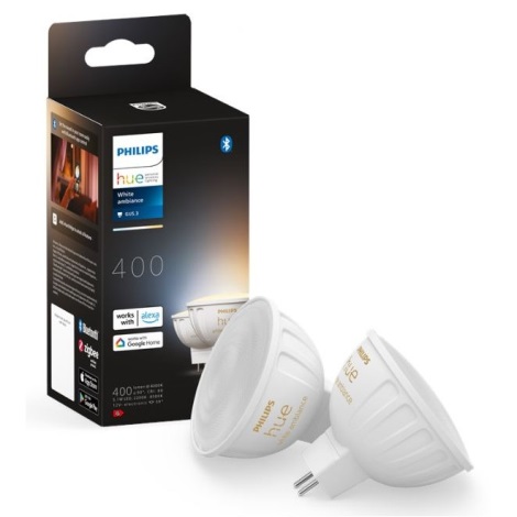 SET 2x Lampadina LED dimmerabile Philips Hue White Ambiance GU5,3/MR16/5,1W/12V 2200-6500K