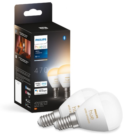 SET 2x Lampadina LED dimmerabile Philips Hue WHITE AMBIANCE P45 E14/5,1W/230V