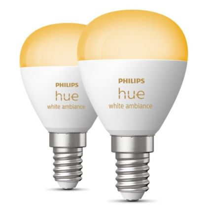 SET 2x Lampadina LED dimmerabile Philips Hue WHITE AMBIANCE P45 E14/5,1W/230V 2200-6500K