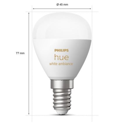 SET 2x Lampadina LED dimmerabile Philips Hue WHITE AMBIANCE P45 E14/5,1W/230V 2200-6500K