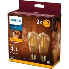 SET 2x Lampadina LED dimmerabile VINTAGE Philips ST64 E27/4,7W/230V 2200K