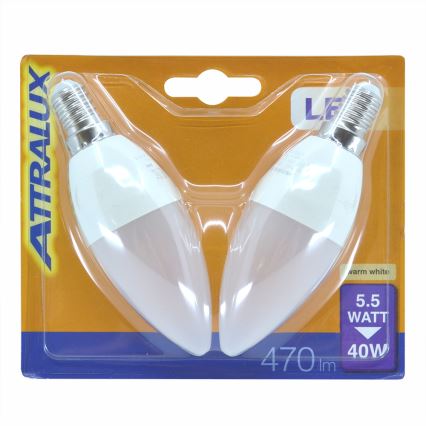 SET 2x Lampadina LED E14/5,5W/230V 2700K- Attralux