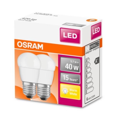 SET 2x Lampadina LED E27/5,7W/230V 2700K - Osram