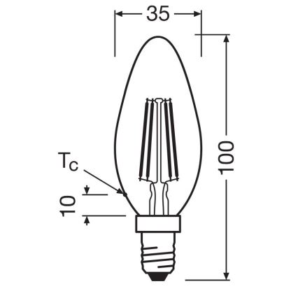 SET 2x Lampadina LED FILAMENT B35 E14/4W/230V 4000K - Osram