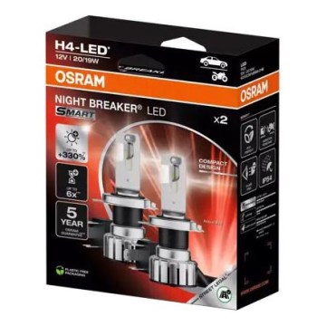 SET 2x Lampadina LED per Auto NIGHT BREAKER H4 P43t/20/19W/12V - Osram