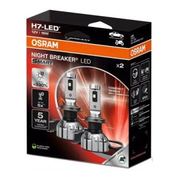 SET 2x Lampadina LED per Auto NIGHT BREAKER H7 PX26d/16W/12V 6000K - Osram