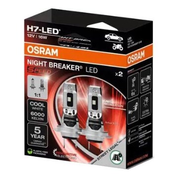 SET 2x Lampadina LED per Auto NIGHT BREAKER H7 PX26d/16W/12V 6000K - Osram