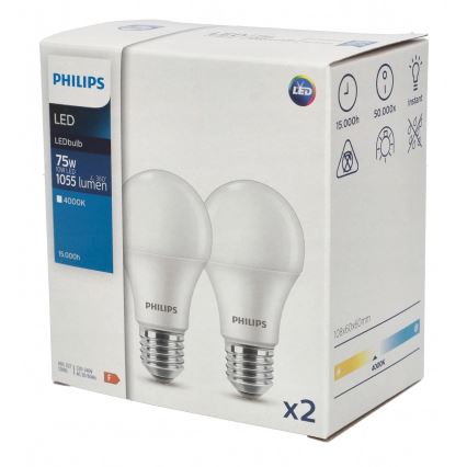 SET 2x Lampadina LED Philips A60 E27/10W/230V 4000K